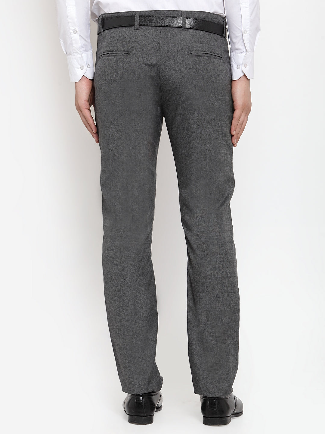 Men's Grey Polyester Handwoven Trousers